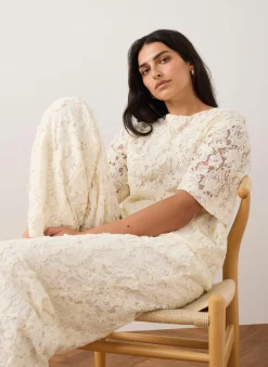 New Cream Lace Wide Leg Trousers Wide Leg Trousers|Trousers