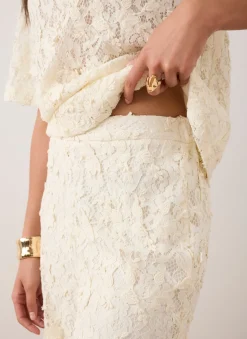New Cream Lace Wide Leg Trousers Wide Leg Trousers|Trousers