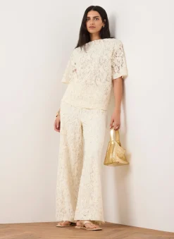 New Cream Lace Wide Leg Trousers Wide Leg Trousers|Trousers