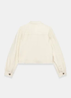 New Cream Leather Puff Sleeve Jacket Jackets|Leather & Suede Jackets