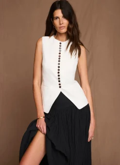 Outlet Linen Blend Longline Waistcoat Waistcoats