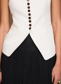 Outlet Linen Blend Longline Waistcoat Waistcoats