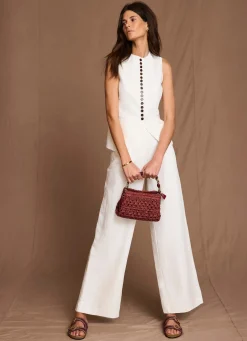 Linen Blend Pleated Wide Leg Trousers Wide Leg Trousers|Trousers