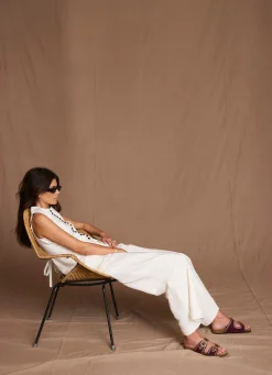 Linen Blend Pleated Wide Leg Trousers Wide Leg Trousers|Trousers