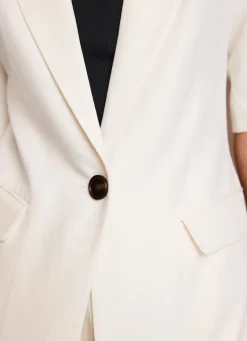 Clearance Linen Blend Short Sleeve Blazer Jackets