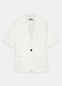 Clearance Linen Blend Short Sleeve Blazer Jackets