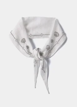 Best Cream Linen Embellished Neck Scarf Scarves