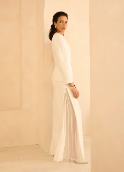 Hot Cream Pleat Detail Trousers Mv Limited|Trousers