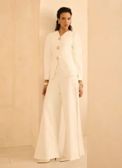 Hot Cream Pleat Detail Trousers Mv Limited|Trousers