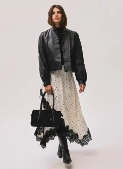Hot Polka Dot Lace Trim Maxi Skirt Maxi Skirts|Skirts
