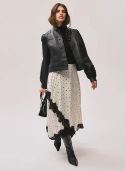 Hot Polka Dot Lace Trim Maxi Skirt Maxi Skirts|Skirts