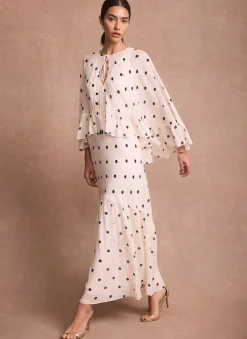 Polka Dot Print Cape Maxi Dress Occasion Dresses|Occasion Dresses
