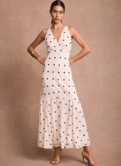 Polka Dot Print Cape Maxi Dress Occasion Dresses|Occasion Dresses
