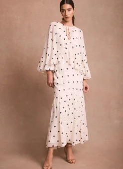 Polka Dot Print Cape Maxi Dress Occasion Dresses|Occasion Dresses