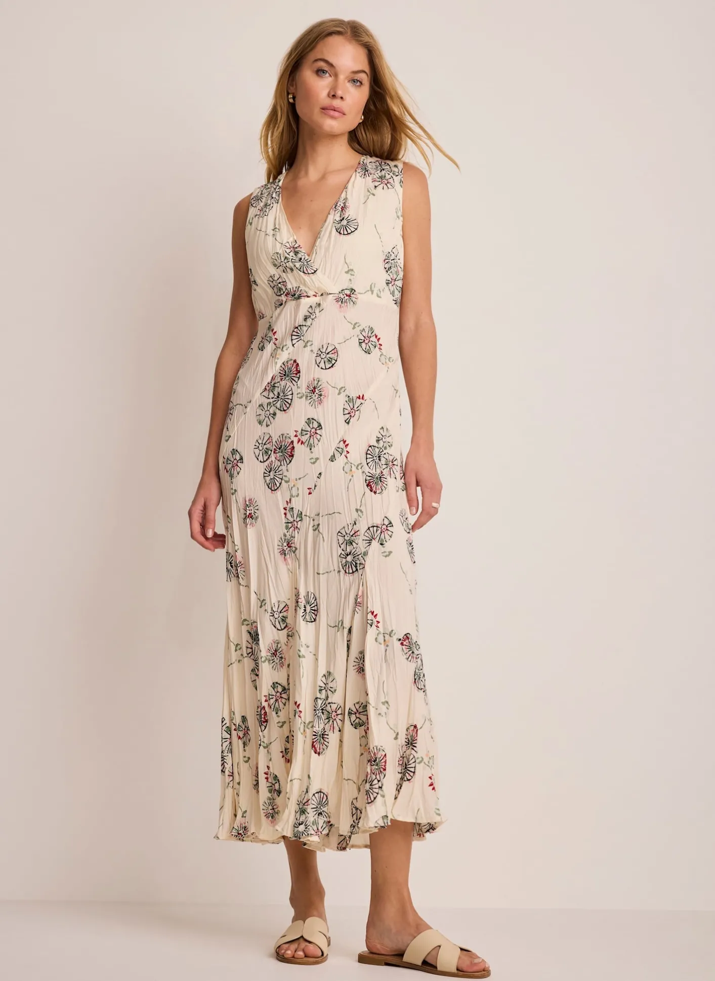 Sale Printed Crinkle Midi Dress Summer Dresses|Midi Dresses