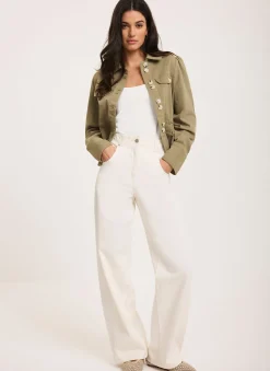 Discount Cream Relaxed Wide Leg Jeans Jeans|Wide Leg Jeans