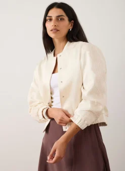 Clearance Satin Lace Sleeve Bomber Jacket Jackets