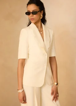 New Scallop Front Short Sleeve Blazer Jackets