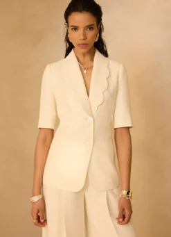 New Scallop Front Short Sleeve Blazer Jackets