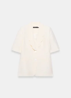 New Scallop Front Short Sleeve Blazer Jackets
