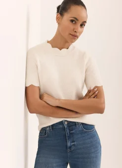Online Scallop Knit Top Knitted Tops|Knitted Tops