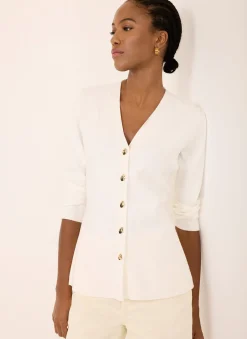 Online Cream V Neck Longline Cardigan Cardigans|Jumpers & Cardigans