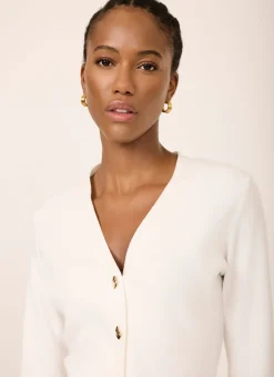 Online Cream V Neck Longline Cardigan Cardigans|Jumpers & Cardigans