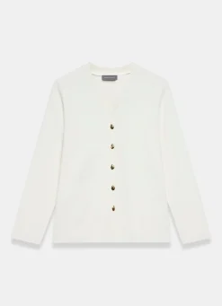 Online Cream V Neck Longline Cardigan Cardigans|Jumpers & Cardigans