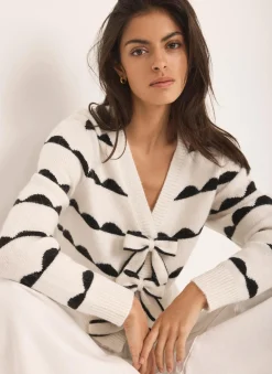 Outlet Cream Wool Blend Bow Detail Cardigan Cardigans|Jumpers & Cardigans