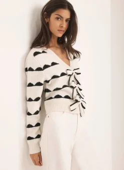 Outlet Cream Wool Blend Bow Detail Cardigan Cardigans|Jumpers & Cardigans