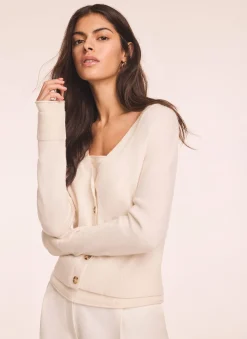 Sale Cream Wool Blend Layered Cardigan Cardigans|Jumpers & Cardigans
