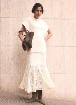 Discount Cream Wool Blend Longline Knit Top Knitted Tops|Knitted Tops