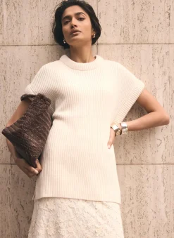 Discount Cream Wool Blend Longline Knit Top Knitted Tops|Knitted Tops
