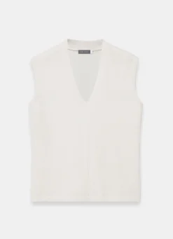 Best Cream Wool Blend Sleeveless Knit Top Knitted Tops|Knitted Tops