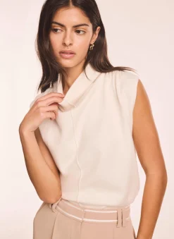 Online Cream Wool Blend Sleeveless Knit Top Knitted Tops|Knitted Tops