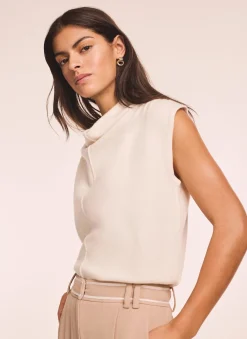Online Cream Wool Blend Sleeveless Knit Top Knitted Tops|Knitted Tops