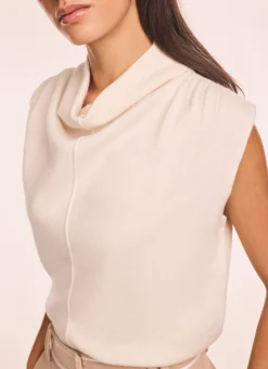 Online Cream Wool Blend Sleeveless Knit Top Knitted Tops|Knitted Tops