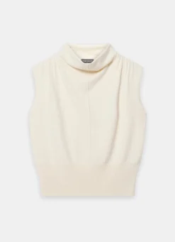 Online Cream Wool Blend Sleeveless Knit Top Knitted Tops|Knitted Tops