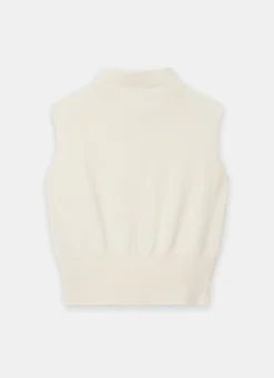 Online Cream Wool Blend Sleeveless Knit Top Knitted Tops|Knitted Tops