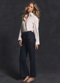 Dark Indigo Cropped Jeans Jeans|Wide Leg Jeans