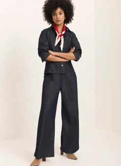 New Dark Indigo Denim Fitted Shirt Shirts & Blouses