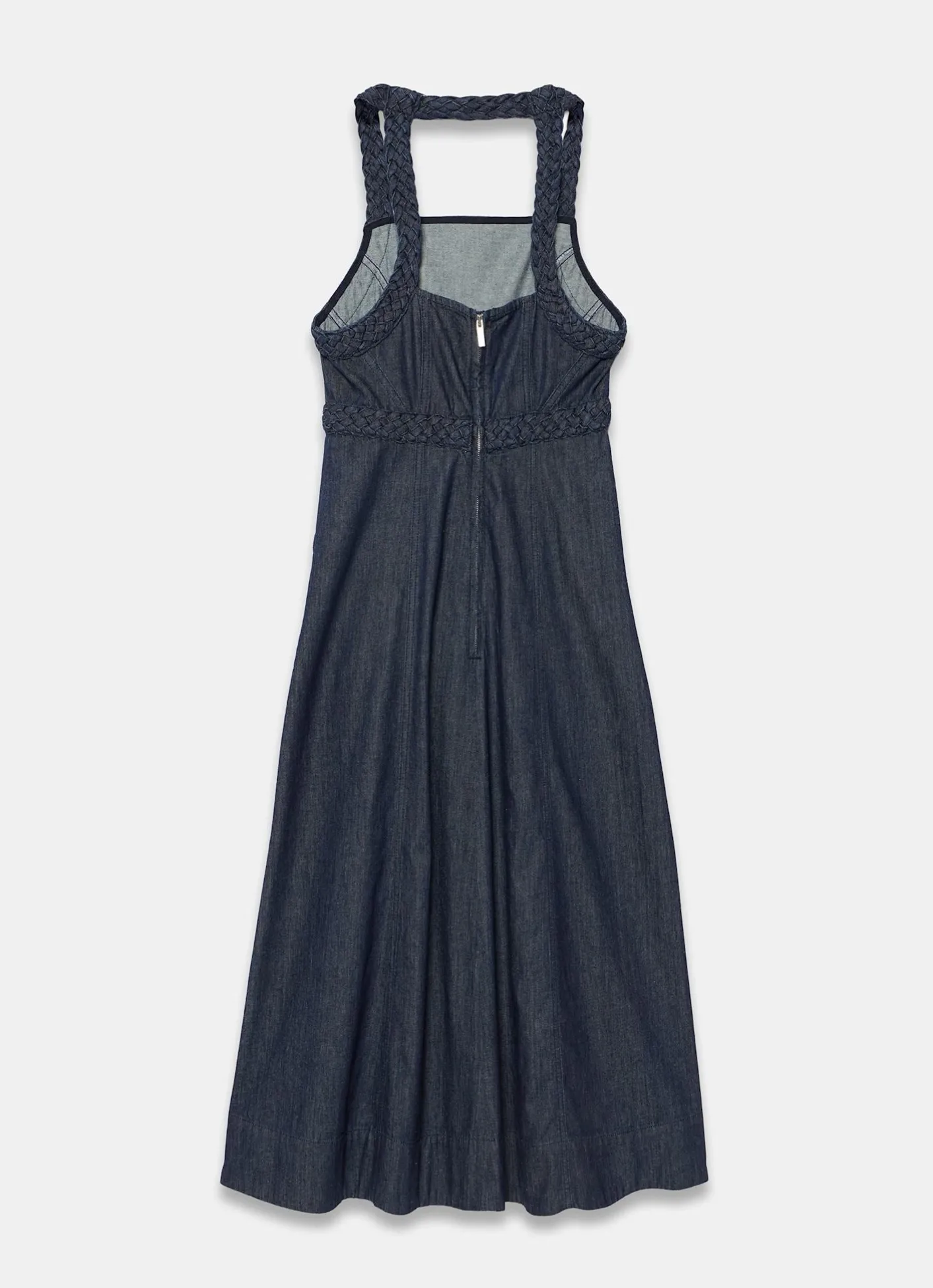 Hot Dark Indigo Denim Halter Midi Dress Midi Dresses|Denim Dresses