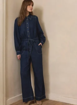 Clearance Dark Indigo Denim Jumpsuit Jumpsuits