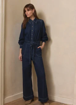 Clearance Dark Indigo Denim Jumpsuit Jumpsuits