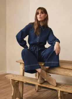 Clearance Dark Indigo Denim Jumpsuit Jumpsuits