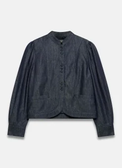 Hot Dark Indigo Denim Long Sleeve Jacket Jackets|Denim Jackets