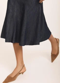 New Dark Indigo Denim Midi Dress Midi Dresses|Denim Dresses