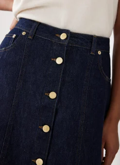 Sale Dark Indigo Denim Midi Skirt Midi Skirts|Skirts