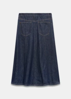 Sale Dark Indigo Denim Midi Skirt Midi Skirts|Skirts