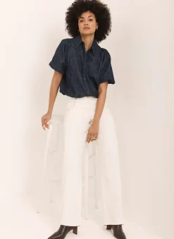 Clearance Dark Indigo Paisley Denim Shirt Shirts & Blouses